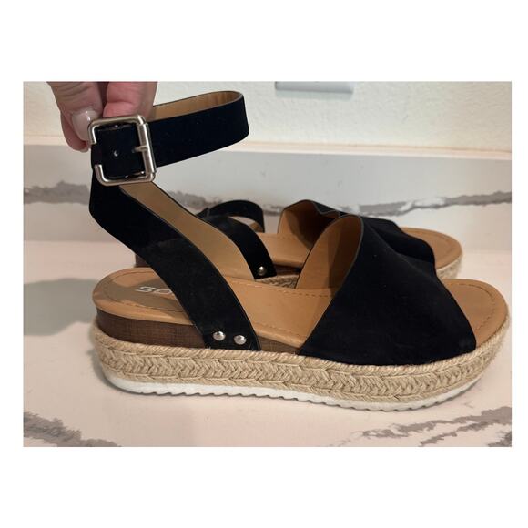 Soda Shoes - Soda‎ Women's Strappy Espadrilles Black Great Condition Size 10